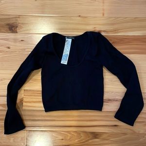 Zara black 3/4 sleeve stretchy top crop